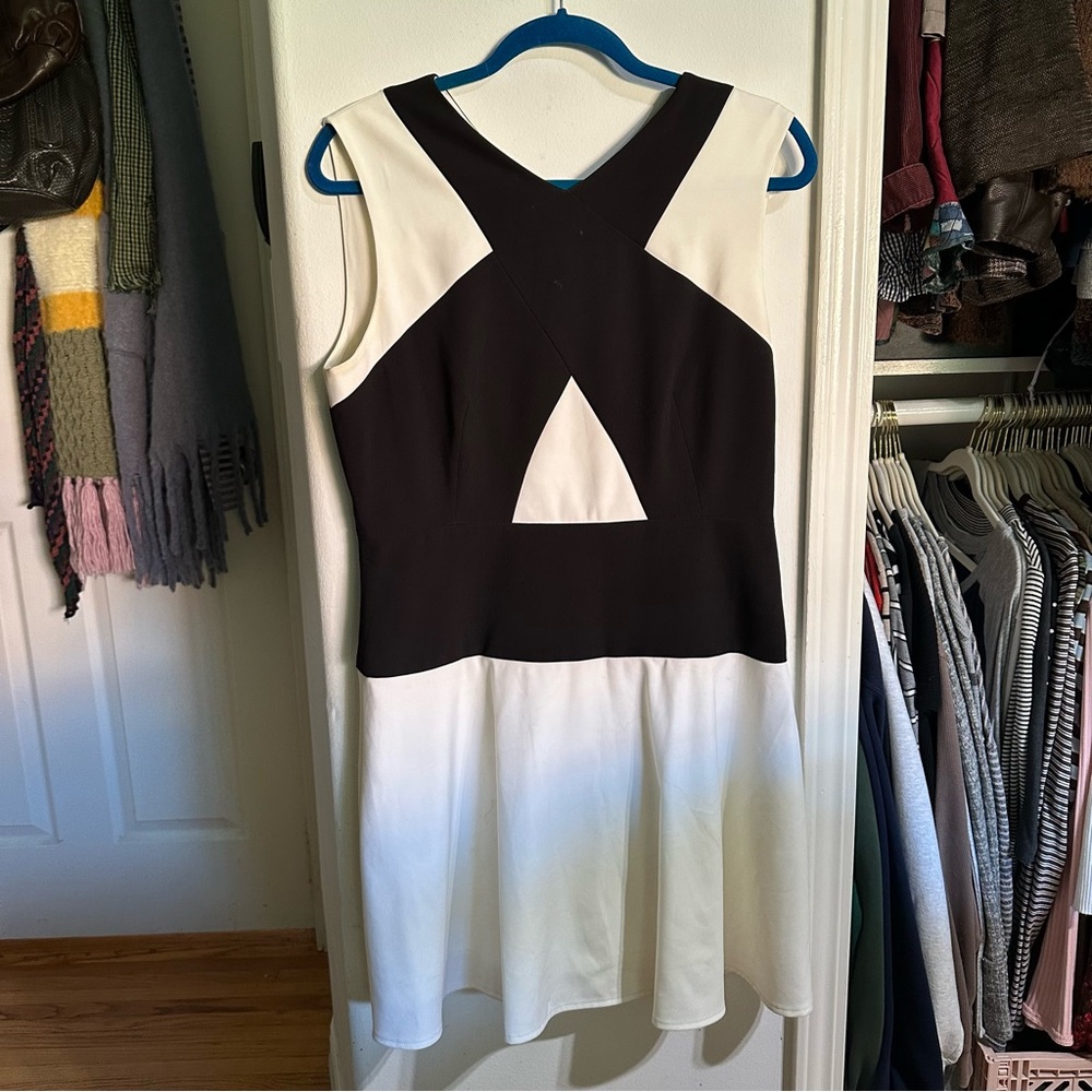 BCBGMaxAzria Black and White Geometric Mini Dress